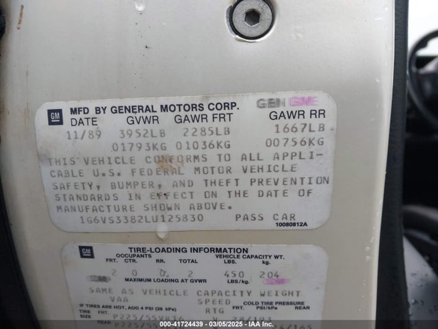 1990 CADILLAC ALLANTE 1G6VS3382LU125830 Photo 8