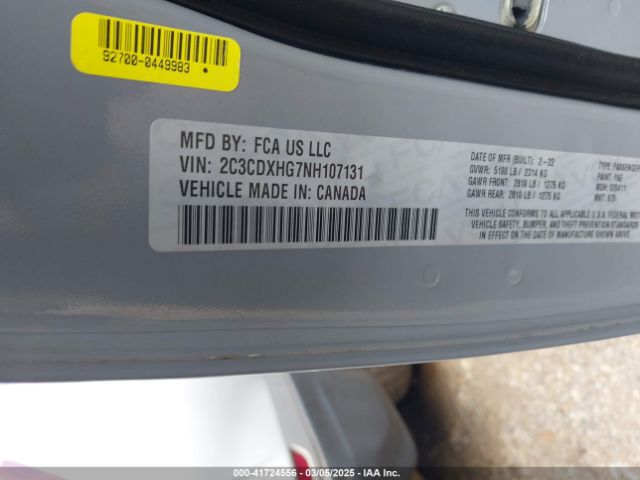 2C3CDXHG7NH107131 Dodge Charger Gt Rwd