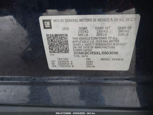 3GNKBCRSXLS603096 Chevrolet Blazer Fwd 2lt