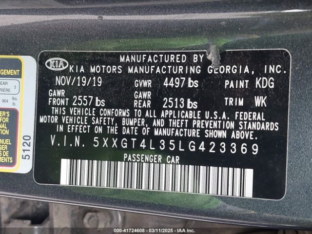 2020 KIA OPTIMA 5XXGT4L35LG423369 Photo 8