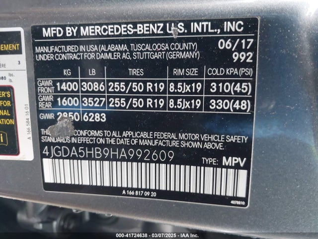 4JGDA5HB9HA992609 Mercedes-Benz Gle 350 4matic