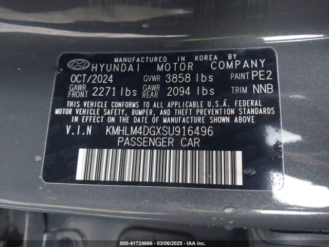KMHLM4DGXSU916496 Hyundai Elantra Sel Sport