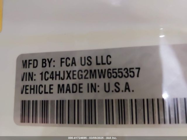 1C4HJXEG2MW655357 Jeep Wrangler Unlimited Sahara 4x4