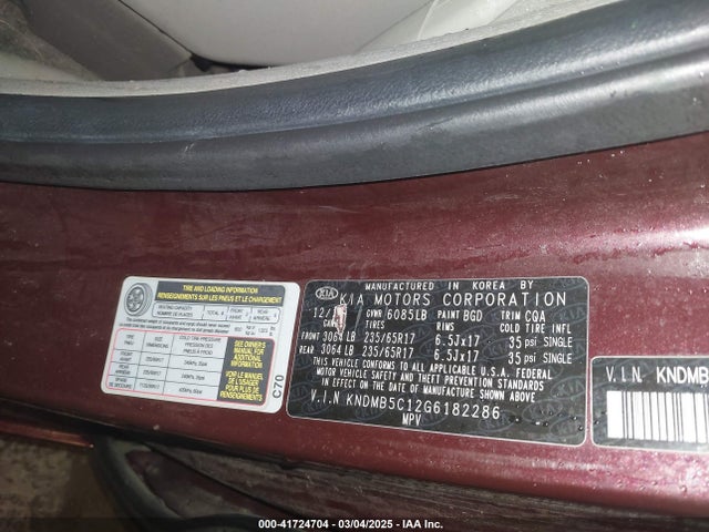 KNDMB5C12G6182286 KIA SEDONA LX