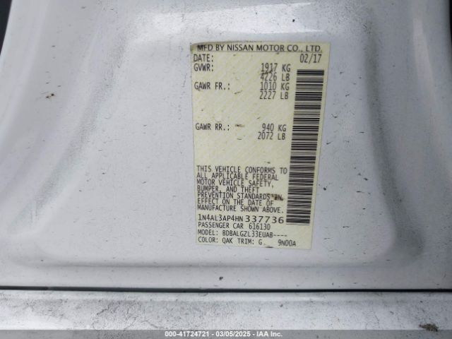 1N4AL3AP4HN337736 Nissan Altima