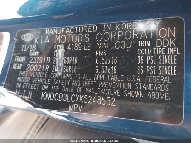 KNDCB3LCXK5248552 KIA NIRO LX