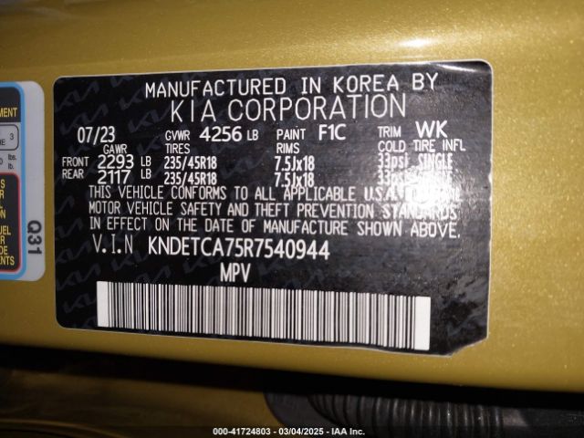 KNDETCA75R7540944 KIA Seltos Sx Turbo
