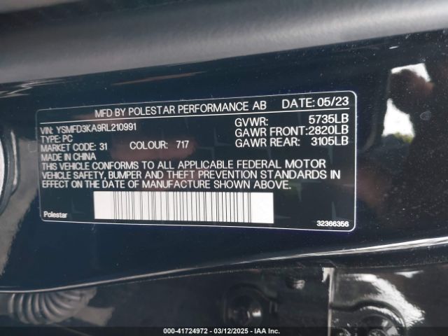 YSMFD3KA9RL210991 Polestar 2 Long Range Dual Motor/long Range Dual Motor Plus