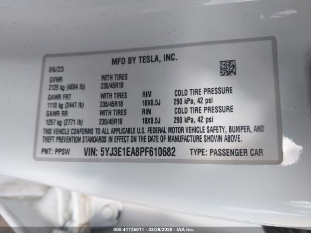2023 TESLA MODEL 3 5YJ3E1EA8PF610682 Photo 8