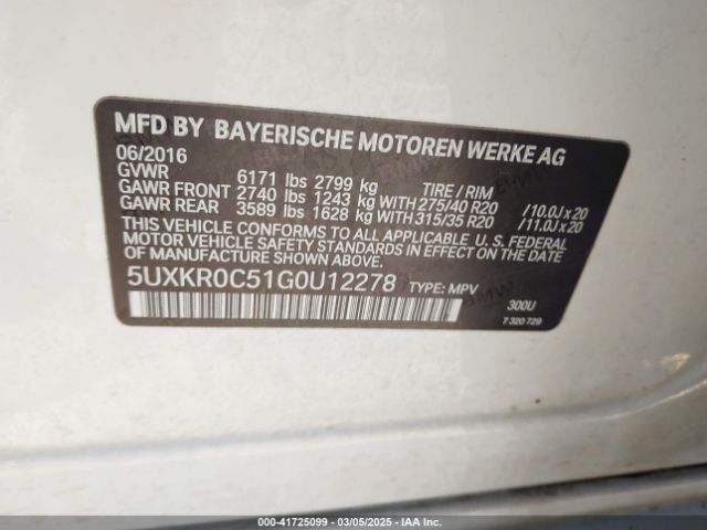 5UXKR0C51G0U12278 BMW X5 Xdrive35i