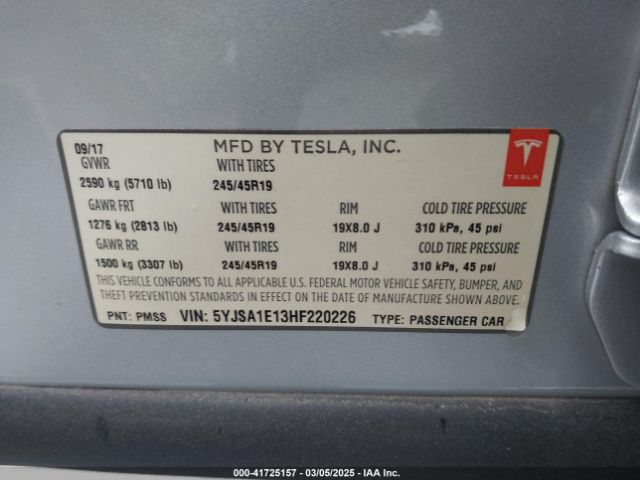 5YJSA1E13HF220226 Tesla Model S 60/75