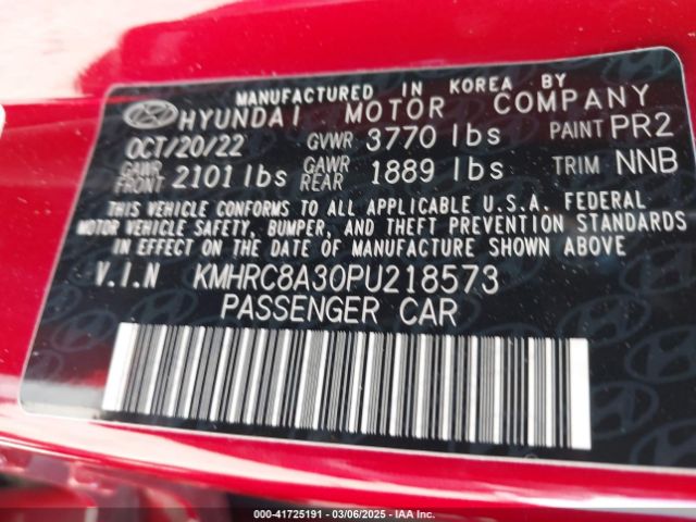 KMHRC8A30PU218573 Hyundai Venue Sel