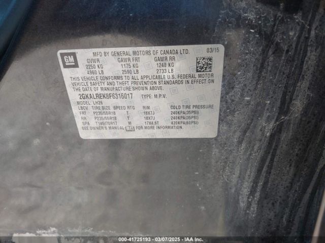 2GKALREK8F6316017 GMC Terrain Sle-2