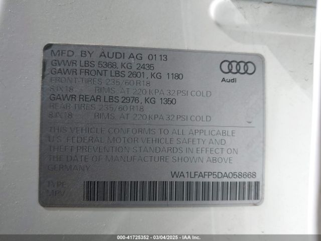 2013 AUDI Q5 WA1LFAFP5DA058668 Photo 8