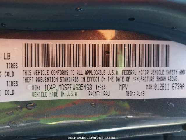 1C4PJMDS7FW635463 Jeep Cherokee Limited
