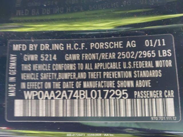2011 PORSCHE PANAMERA WP0AA2A74BL017295 Photo 8