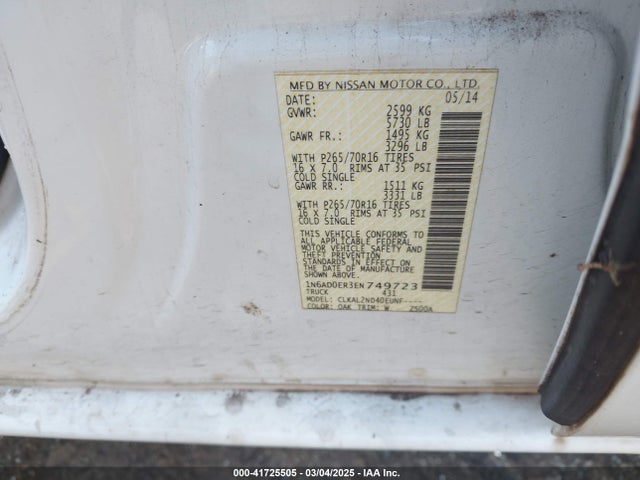 1N6AD0ER3EN749723 Nissan Frontier