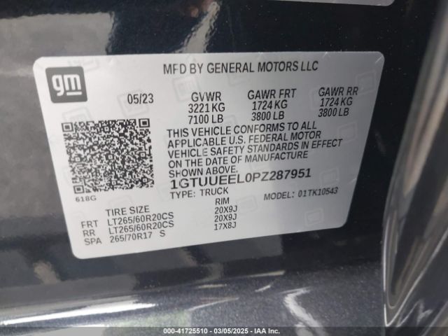 1GTUUEEL0PZ287951 GMC Sierra 1500 At4
