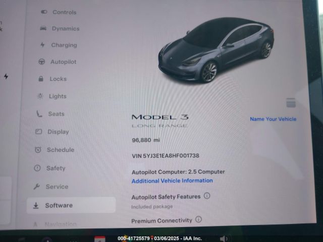 5YJ3E1EA8HF001738 Tesla Model 3 Long Range/standard