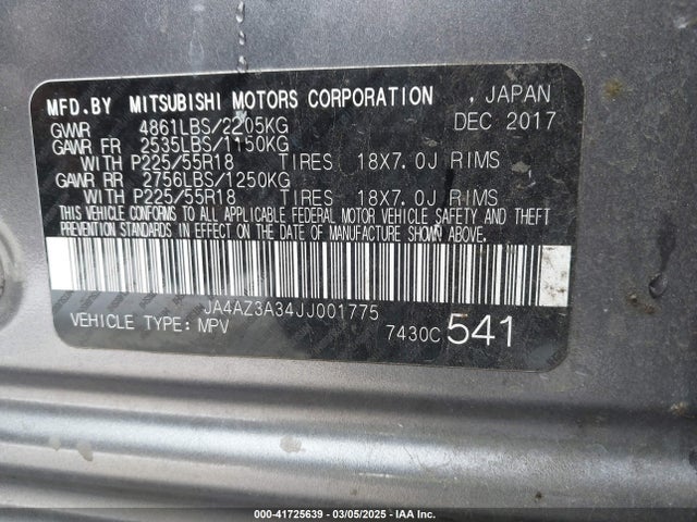 2018 MITSUBISHI OUTLANDER JA4AZ3A34JJ001775 Photo 8