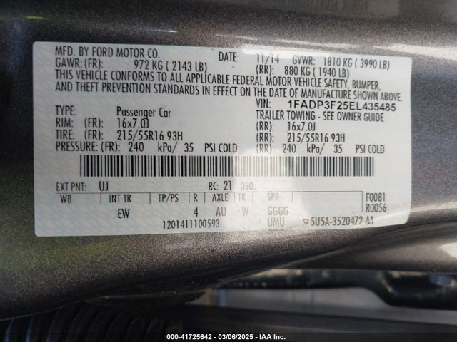 Ford FOCUS SE 2014 1FADP3F25EL435485 Image 9