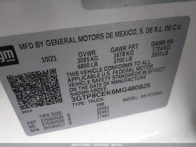 3GTP8CEK6MG480825 GMC Sierra 1500 2wd  Short Box Elevation