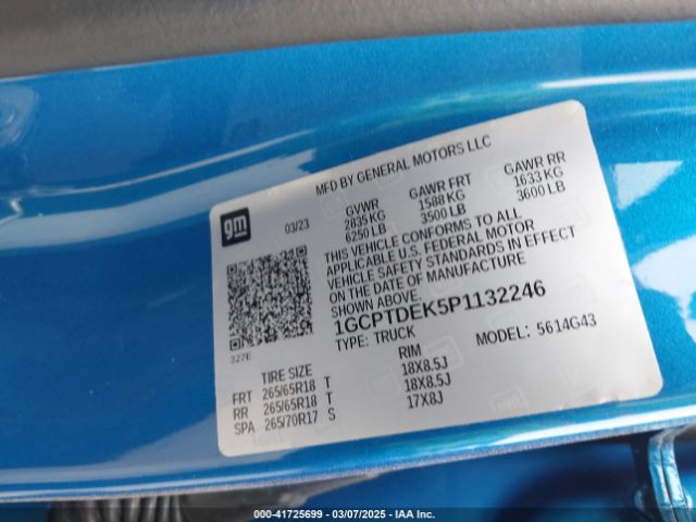 1GCPTDEK5P1132246 Chevrolet Colorado 4wd  Short Box Z71