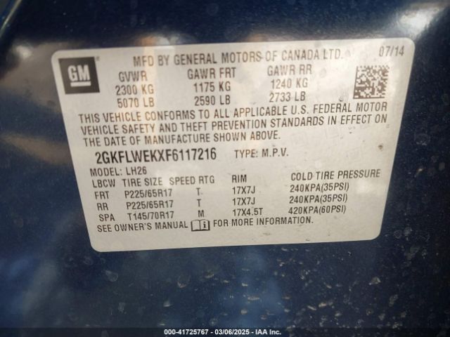 2GKFLWEKXF6117216 GMC Terrain Sle-2