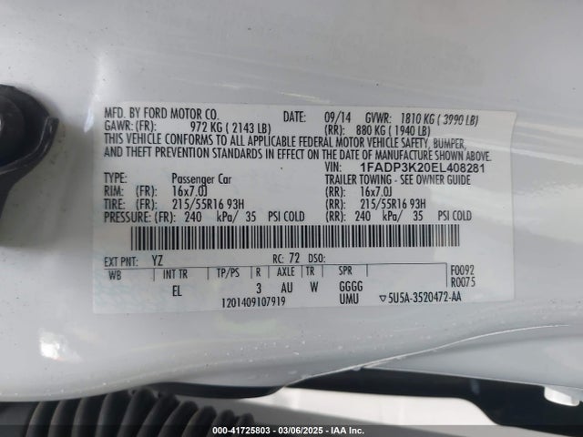 Ford FOCUS SE 2014 1FADP3K20EL408281 Image 9