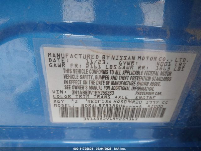 3N1AB8DV1RY259363 Nissan Sentra Sr Xtronic Cvt