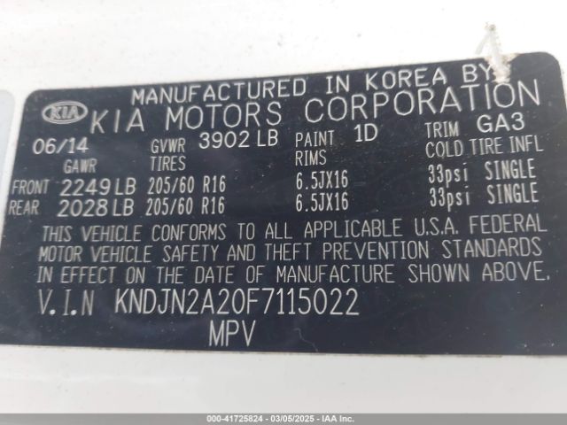 KNDJN2A20F7115022 KIA dohc gdi gamma