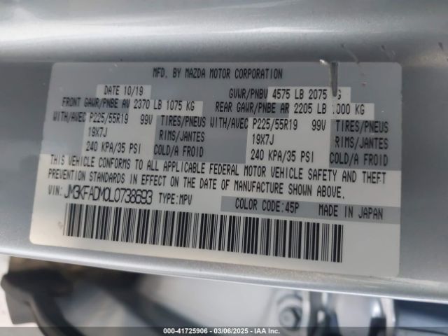 JM3KFADM0L0738693 Mazda Cx-5 Grand Touring