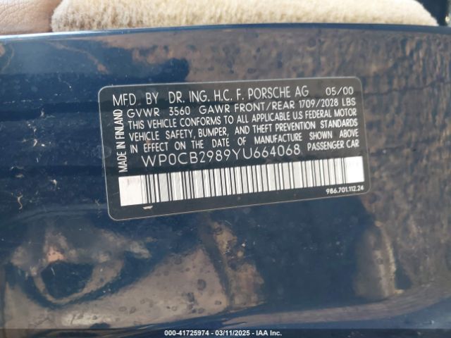 2000 PORSCHE BOXSTER WP0CB2989YU664068 Photo 8