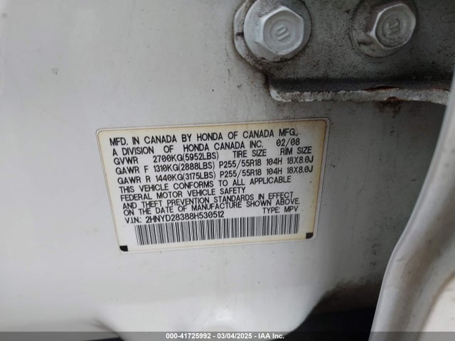 Продаж на аукціоні авто 2008 Acura Mdx Technology Package, vin: 2HNYD28388H530512, номер лоту: 41725992