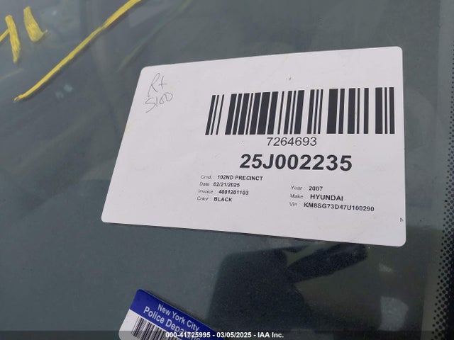 Продаж на аукціоні авто 2007 Hyundai Santa Fe Gls, vin: KM8SG73D47U100290, номер лоту: 41725995