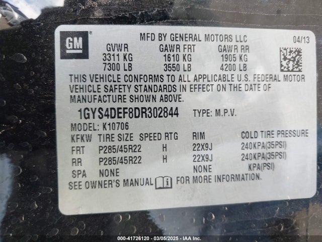 2013 CADILLAC ESCALADE 1GYS4DEF8DR302844 Photo 8