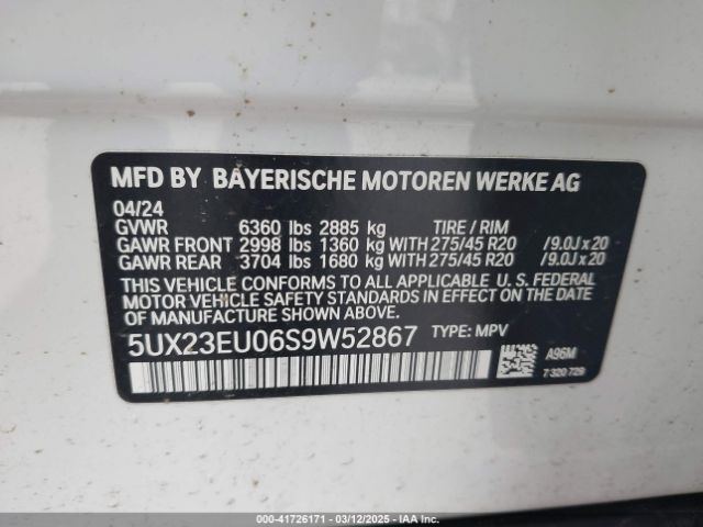 5UX23EU06S9W52867 BMW X5 Xdrive40i