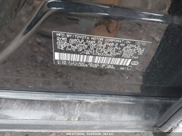 41726246 :رقم المزاد ، JTHBK1EG3B2425507 vin ، 2011 Lexus Es 350 مزاد بيع