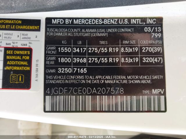 2013 MERCEDES-BENZ GL 450 4JGDF7CE0DA207578 Photo 8