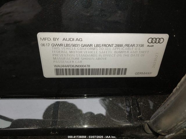 WAU44AFD8JN000478 Audi A8 L 3.0t