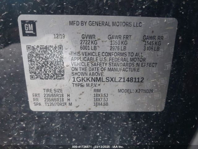 1GKKNMLSXLZ148112 GMC Acadia Fwd Slt