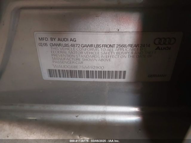 2005 AUDI A4 WAUDG68E75A492900 Photo 8