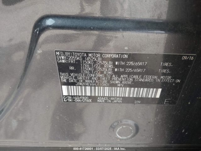 JTMZFREV6HJ110801 Toyota RAV4 LE