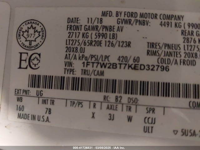 Ford F-250 Platinum 2019 1FT7W2BT7KED32796 Image 9