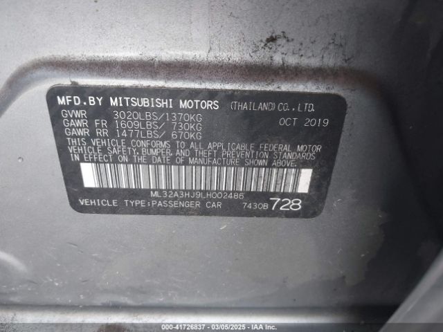ML32A3HJ9LH002486 Mitsubishi MIRAGE SE