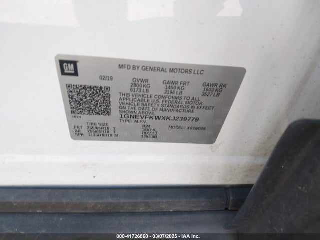 Chevrolet Traverse Ls 2019 1GNEVFKWXKJ239779 Image 9