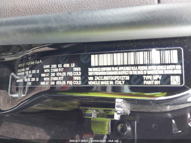ZACCJBBT0GPD12739 Jeep Renegade Latitude