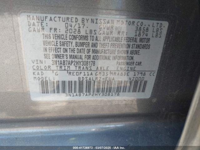 3N1AB7AP2HY308178 Nissan SENTRA SR