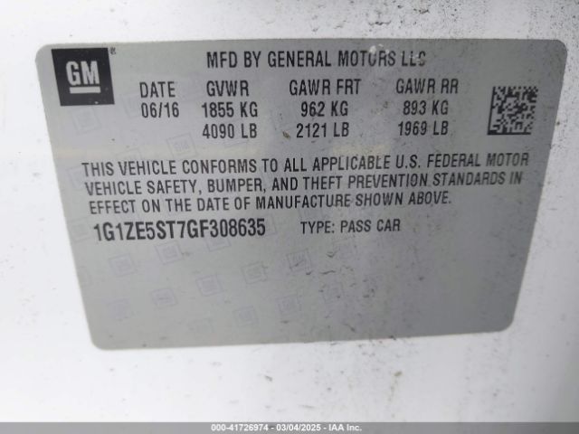 1G1ZE5ST7GF308635 Chevrolet MALIBU 1LT