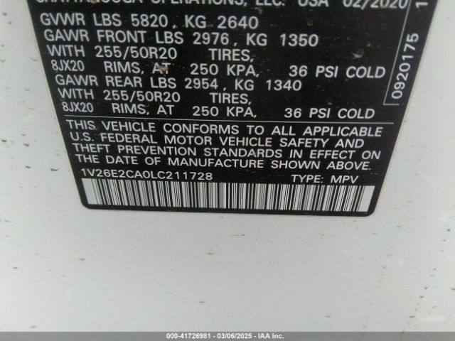 1V26E2CA0LC211728 Volkswagen Atlas Cross Sport 3.6l V6 Se W/technology/3.6l V6 Se W/technology R-line